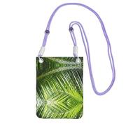 KSANNNS Bolsa de mensajero estampada compacta y ligera con hojas de palma, color verde, adecuada para viajes diarios, viajes y compras, Purple, Talla única