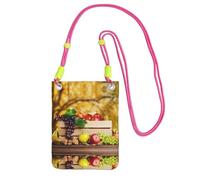 KSANNNS Bolsa de mensajero estampada compacta y ligera con hojas rojas y frutas otoñales adecuada para viajes diarios, viajes y compras, fucusia, Talla única