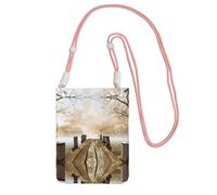 KSANNNS Bolsa de mensajero estampada compacta y ligera de madera con hojas caídas, adecuada para viajes diarios, viajes y compras, Pink, Talla única