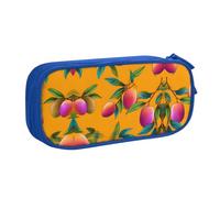 KSANNNS Bolsa para bolígrafos con cremallera de doble capa con estampado de mango, gran capacidad, bolsa de almacenamiento de papelería, Blue, Talla única, Mochila escolar