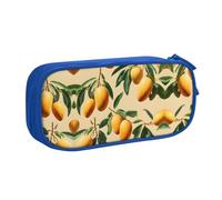 KSANNNS Bolsa para bolígrafos con cremallera de doble capa con estampado de mango, gran capacidad, bolsa de almacenamiento de papelería, Blue, Talla única, Mochila escolar