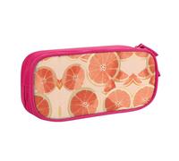 KSANNNS Bolsa para bolígrafos con cremallera de doble capa con estampado de pomelo, bolsa de almacenamiento de papelería, Pink, Talla única, Mochila escolar