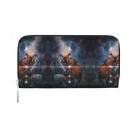 KSANNNS Cartera de piel estampada Fox On The Galaxy en la mano, puede almacenar tarjetas de crédito, dinero en efectivo, monedas, etc., Black, Talla única