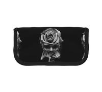 KSANNNS Estuche de lona con estampado de flores de lavanda, estuche duradero para lápices de aprendizaje y cosméticos, Calavera de fuego, rosa, Talla única, Neceser