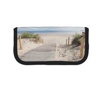 KSANNNS Estuche de lona con estampado de flores de lavanda, estuche duradero para lápices de aprendizaje y cosméticos, Paisaje de playa, Talla única, Neceser