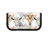 KSANNNS Estuche de lona con estampado de tigre de Bengala, estuche duradero para lápices de aprendizaje y cosméticos, Cráneo de vaca bohemio geométrico, Talla única, Neceser