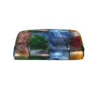 KSANNNS Four Seasons Tree - Bolsa de papelería portátil simple, ligera y espaciosa, caja de almacenamiento de papelería para la oficina escolar, Silver, Talla única, Neceser de maquillaje