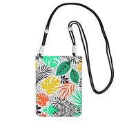 KSANNNS La bolsa de mensajero estampada compacta y ligera de hojas coloridas es adecuada para viajes diarios, viajes y compras, Black, Talla única