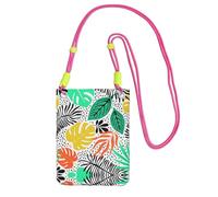 KSANNNS La bolsa de mensajero estampada compacta y ligera de hojas coloridas es adecuada para viajes diarios, viajes y compras, fucusia, Talla única