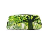 KSANNNS Nature Green Big Tree - Bolsa de papelería portátil simple, ligera y espaciosa, caja de almacenamiento de papelería para la oficina escolar, Silver, Talla única, Neceser de maquillaje