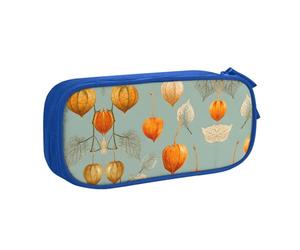 KSANNNS Physalis - Bolsa para bolígrafos con cremallera de doble capa impresa de gran capacidad, bolsa de almacenamiento de artículos de papelería, Blue, Talla única, Mochila escolar