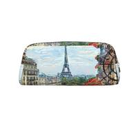 KSANNNS Street in Paris Town - Bolsa de papelería portátil simple, ligera y espaciosa, caja de almacenamiento de papelería para oficina escolar, Gold, Talla única, Neceser de maquillaje