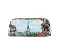 KSANNNS Street in Paris Town - Bolsa de papelería portátil simple, ligera y espaciosa, caja de almacenamiento de papelería para oficina escolar, Silver, Talla única, Neceser de maquillaje