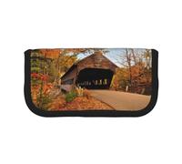 KSANNNS Winter Nature - Estuche de lona con estampado de ciervo duradero para aprendizaje y cosméticos, Puente cubierto Albany, Talla única, Neceser