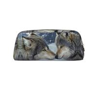 KSANNNS Wolf Kiss in Winter - Bolsa de papelería portátil simple, ligera y espaciosa, caja de almacenamiento de papelería escolar y oficina, Gold, Talla única, Neceser de maquillaje