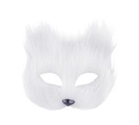 KSBBHDS 1 máscara de zorro de peluche, accesorio de disfraz de animal, máscara de plástico, máscara de animal, accesorio de cosplay para fiesta, banquete o baile (blanco)