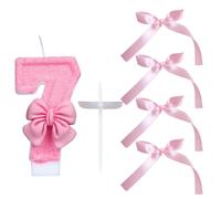 KSBBHDS 1 Pieza De Velas Número 7 Y 4 Piezas De Arcos Rosados, Decoraciones De Pastel, Accesorios para Hornear De Postre, Suministros De Fiesta De Cumpleaños.