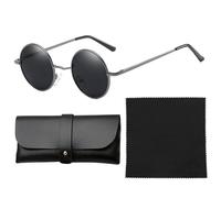 KSBBHDS 1 Pieza Gafas De Sol Redondas, Con Una Caja De Lentes De 1 Pieza Y Un Paño De Limpieza De 1 Pieza, Gafas De Sol Retro, Vasos Conductores, Suministros De Viajes Al Aire Libre.