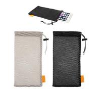 KSBBHDS 2 bolsas de malla de nailon, bolsas para teléfono móvil, bolsillos con cordón, bolsillos de malla transpirables, bolsas de almacenamiento con cordón, adecuadas para teléfonos móviles, gafas,