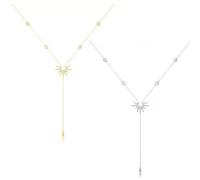 KSBBHDS 2 Collares Coles Solares, Collar Elees De Borla, Collares Simples Y Versátiles, Joyas para Mujeres (Oro, Plata).