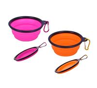 KSBBHDS 2 cuencos plegables para perros con mosquetón, silicona, para exteriores, viajes, perreras