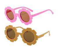 KSBBHDS 2 Piezas De Gafas De Marco Redondo De Flores, Gafas De Sol Infantiles, Lindas Y Divertidas Gafas De Sol, Suministros De Viajes Al Aire Libre.