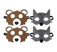 KSBBHDS 2 Piezas De Máscaras De Oso Marrón Y 2 Piezas De Grandes Máscaras De Lobo Grandes, Juguetes para Niños, Accesorios De Rendimiento, Accesorios para Disfraces De Fiesta.
