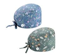 KSBBHDS 2 Piezas De Sombrero De Enfermería Estampada, Sombrero De Enfermera Ajustable, Adecuado para Cocina, Hospital, Tienda De Belleza.