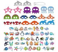 KSBBHDS 20 Piezas De Cuerdas De Máscara De Animales Marinas Y 50 Calcomanías, Juguetes para Niños, Accesorios De rol, Suministros De Disfraces De Fiesta.