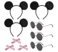KSBBHDS 3 Piezas De Diadema De Oreja De Mouse, 3 Piezas De Gafas, 3 Piezas De Los Clips De Cabello De Arco, Trajes Lindos, Accesorios Creativos, Accesorios para El Cabello De Fiesta.