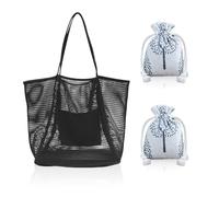 KSBBHDS Bolsa De Playa Grande De 1 Pieza Con 2 Bolsas De Almacenamiento Con Cordón, Bolsa De Malla, Bolsa De Juguetes De Playa, Bolsa De Almacenamiento De Ropa, Adecuada Para Viajes, Picnic