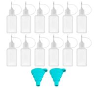 KSBBHDS Bottling De 12 Piezas Y Embudo De 2 Piezas, Botella De Pigmento De Plástico, Aplicador De Pegamento, Accesorios De Artesanía De Bricolaje.