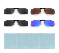 KSBBHDS Gafas de sol con clip de 4 piezas, accesorios para gafas, gafas de sol sin borde, clip para gafas de sol, clip polarizado, adecuado para hombres, mujeres (negro, verde, marrón, azul), marrón