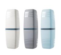 KSBBHDS Juego de 3 portacepillos de dientes de viaje, caja protectora para cepillo de dientes portátil, caja para cepillo de dientes para el hogar (verde claro, blanco, gris claro), Verde Claro Blanco