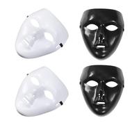 KSBBHDS Máscara de 4 piezas, máscara de mascarada, máscara de carnaval, máscara de cara completa, accesorio para disfraz, máscara de mascarada, accesorio para cubrir la cara (negro, blanco)