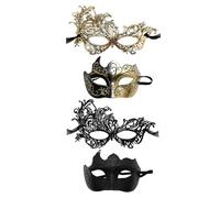 KSBBHDS Máscaras De Estilo Veneciano De 4 Piezas, Máscaras De Media Cara De Encaje, Unisex, Adecuadas para Fiestas De Maquillaje Y Mascaradas.