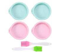 KSBBHDS Molde De Pastel De 4 Piezas Y 2 Piezas De Cepillo De Aceite De Silicona, Molde De Silicona Redondo, Herramientas De Cocina, Herramientas De Hornear.