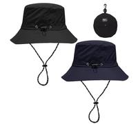 KSBBHDS Paquete De 2 Sombreros De Pesca para Hombres, Sombreros De Sol para Mujeres, Sombreros De Pesca, Sombreros De Sol, Sombreros De Protección UV (Azul Marino, Negro)