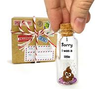 Kseniya Revta Botella decorativa con texto en inglés «Sorry I was a Little » con una caca en el interior - Perdóname regalo para él o ella (caca marrón en una botella con caja de manualidades)