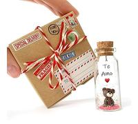 Kseniya Revta Mensaje romántico en una botella para regalar a tu novio o novia - Tarro de los deseos con una tarjeta para tu esposo o esposa (Te Amo, en caja de regalo artesanal)