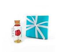 Kseniya Revta Regalo de aniversario para ella y él, regalo romántico para novio y novia, mensaje personalizado "I Love You", regalos para esposa y marido (rosa roja, te amo, en caja azul turquesa)