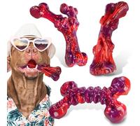 Kseroo Juguetes indestructibles para perros para masticadores agresivos, paquete de 3: juguetes masticables de nailon resistente para perros medianos y grandes, 25 a 80 libras, sabor a carne, hueso