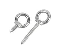 KSeSii 1~3 piezas M4 M5 M6 M8 M10 M12 304 Perno de ojo de elevación de acero inoxidable Ganchos de anillo redondo Tornillos de madera autorroscantes Tuerca de ojo Tornillo autorroscante(M5x50mm-2pcs)