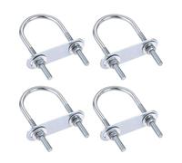 KSeSii 4 juegos M6 redondo perno en U acero U-tornillo abrazaderas sujetadores de tubo en U con arandela de placa de tuerca(M6x25mm-70mm)