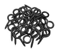KSeSii Ganchos de ojo de tornillo resistentes de 5 a 50 piezas, 12, 14 y 16, chapados en zinc negro, 1-5 tornillos de ojal pequeños de metal for colgar luces, joyería DIY(No.12 10pcs)