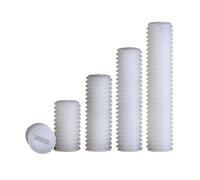 KSeSii M3 M4 M5 M6 M8 M10 rosca métrica nailon blanco PA66 plástico aislado ranurado punta plana extremo sin cabeza tornillo sin cabeza(15mm,M10 10pcs)