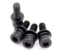 KSeSii Tornillos de cabeza hueca hexagonal de acero de grado 12,9, arandela plana, junta de resorte, perno de montaje, 5/10 unidades, M3, M4, M5, M6, M8, M10, 12 unidades, color negro(10mm,10pcs M4)