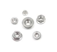 KSeSii Tuercas de brida dentadas de acero inoxidable 304 A2-70, rosca fina, M6, M8, M10, M12, cabeza hexagonal, dentada, con bloqueo giratorio, 5/10 unidades(5pcs M10 pitch 1.0)