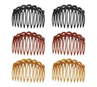 KSEWJP Paquete de 6 peines franceses para el pelo, de plástico con diseño de giro, para bodas y uso diario (negro, marrón oscuro, café)