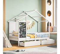 KSFASHZ Cama Cabaña Blanca con 2 Cajones, Cama Cabaña Infantil 90 x 200 con Cajón Blanco, Cama Casa Infantil 90 x 200 Camas con Cajón Cama Cama Cabaña Cajón LIT Cabaña con Almacenamiento Fácil de
